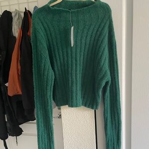 Cropped Mock Neck Eyelash sweater brand new